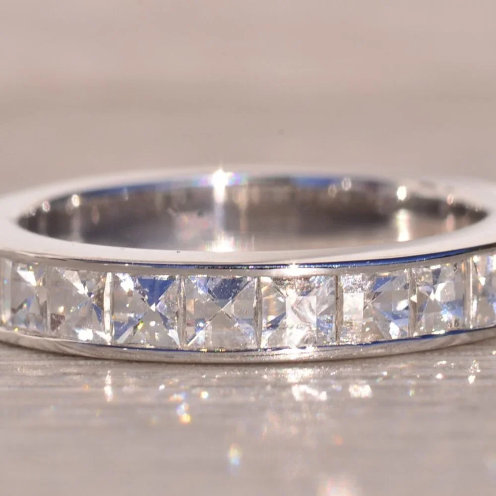 Designer Signed Blaze Cut Natural Diamond Band in White Gold - Picture 6 of 10